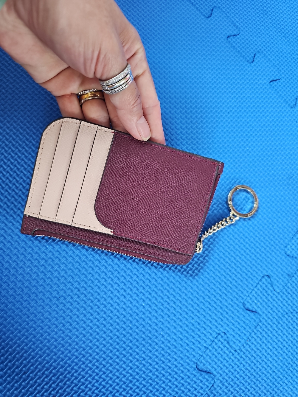 Kate Spade Saffiano Leather Card Holder Key Chain - Picture 2 of 5